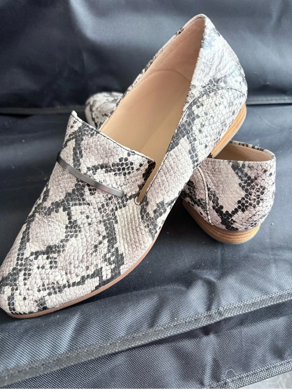 Womens Snake-Print Slip-On Loafers